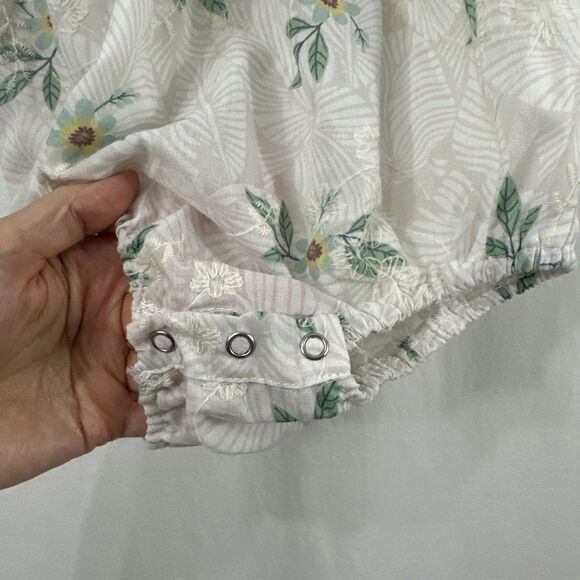 Unbranded Girls Floral Embroidered Summer Puff Sleeve Romper Size 9-12 Months - Picture 6 of 10